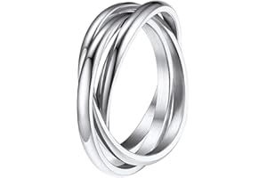 QKEPCY Anillo Antiestres Mujer Acero Inoxidable Anillo de Ansiedad Anillos Giratorios Fidget Anillo Spinner Apilables Anillo de Meditación Aliviar el Estrés Regalo para Mujeres Niñas Hombre