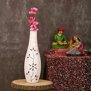 TIED RIBBONS Flower Vase for Home Living Room Decoration - Handcrafted Wooden Flower Vase for Wall Shelf Center Table Side Table D