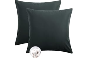 ‎AISBO Aisbo Kissenbezug 80x80 Baumwolle 2er Set - weiche Kopfkissenbezug 80 x 80 Anthrazit mit Reißverschluss, 80x80cm Grau Pillow Cover Pillowcase