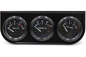 UXCELL sourcingmap 52mm Oil Temp Water Temp Pressure Triple Gauge Kit Car Pointer Meter