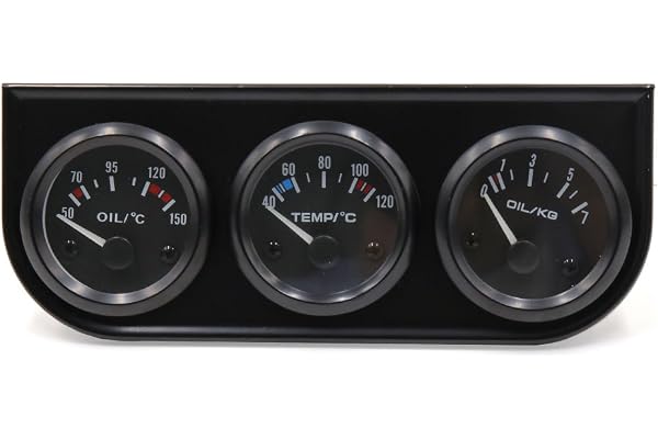 sourcing map 52mm Température Eau Température Huile manomètre Pression Huile Kit Voiture Triple Mètre Pointeur