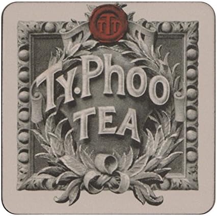 Black &amp; White Typhoo Tea Leaves Logo Coaster