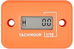 Yooreal Digital Hour Meter Tachometer, Waterproof IP68 Design for Chainsaw Car Engine Tractor Outboard Motor Garden Generator ATV Snowblower Dirt Bike