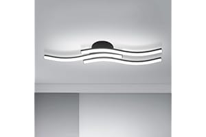 Goeco Plafonnier LED 18W, Lampe de Plafond Moderne avec 3 Barres Lumineuses LED 6500K Lumière Blanc Froid, Luminaire Plafonnier Noir Intérieur pour Chambre à Coucher Salon Cuisine