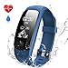 Produktbild Fitness Armband, Aneken Fitness tracker mit Herzfrequenz, Schrittzähler Aktivitätstracker Pulsmesser Bluetooth Smart ArmbandUhr Schlafmonitor Wasserdicht Kalorienzähler Vibrationsalarm Anruf SMS Beachten kompatibel mit Android/iOS Blau