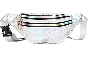 Estwell Waist Pack Festival Fanny Pack for Women Men Waterproof Shiny Belt Bag Adjustable Lightweight Bum Waist Bag for Travel Party Running