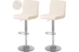 Levoberg Fodera per sgabello da bar con schienale impermeabile, copertura per sedia da pranzo girevole per seggiolone da bar, estensibile, 2 pezzi, beige