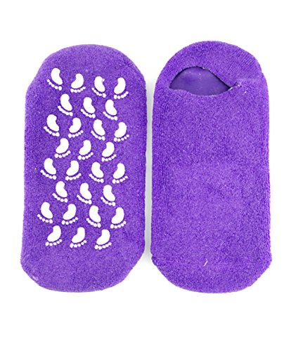Makhry SPA Moisturizing Gel Socks with Vitamin E For Dry Cracked Heel Care Skin Repair Therapy Treatment Comfy Recovery Socks (Purple)