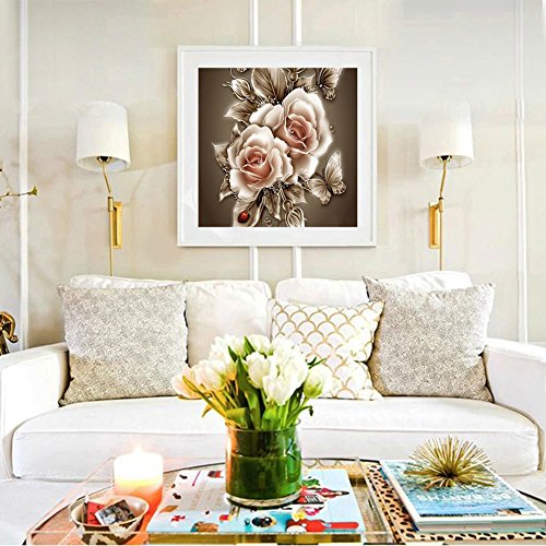 Amazingdeal365 Motiv-alte Modisch Rose 5D DIY Diamond Stickerei Malerei Kreuzstich für Balkon,Terasse,Café,Kinderzimmer,Wohnzimmer, Schlafzimmer, Arbeitszimmer usw. - 4