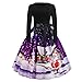 Produktbild Marlene Damen Mädchen Weihnachten Jahrgang Brautkleid Weinlese Druck Weihnachtsmann Schneeflocke Baum Langarm Weihnachts Abend Party Swing Kleid Festival Kostüm