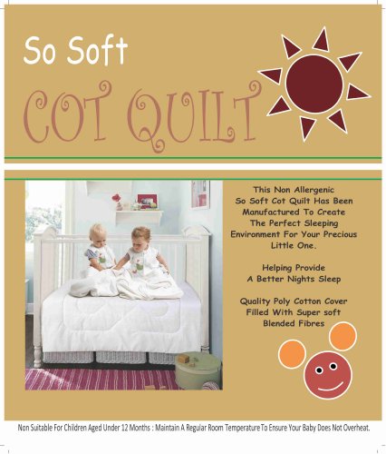 COT BED DUVET/ QUILT - NON ALLERGENIC SO SOFT HOLLOWFIBRE 9.0 TOG (120 X 150 CM APPROX)