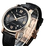 Automatische mechanische luxuri?se stahlgesch?ft herrenuhr, 100 m wasserdicht edle ultra dünne r?mische ziffer stilvolle mode klassische armbanduhr -A
