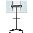 BONTEC Mobile TV Stand on Wheels for 23-60 inch Plasma/LCD/LED TVs, Portable TV Stand with Laptop Shelf, Height Adjustable Wheeled Rolling TV Cart Trolly up to 25kg, Max. VESA 400x400mm