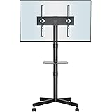 BONTEC Supporto TV da Pavimento per Schermi Plasma/LCD/LED 23-60 Pollici con Ruote, Carrello Staffa Porta Mobile Supporto TV 