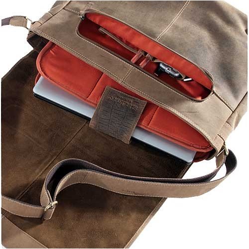 Laptoptasche   Messenger-Bag aus ge  ltem Buffalo-Leder - Extremely rugged Outback Wear  Farbe Dark Muskat