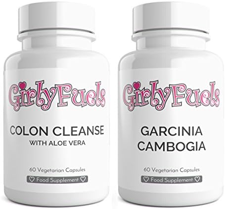 Colon Cleanse and Garcinia Clean Slim Weightloss and Detox 120 Vegetarian Capsules 1 Month Supply Aloe Vera and Garcinia Cambogia Natural Diet Supplements UK Manufactured by GirlyFuels