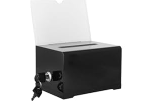 DAELESR Caja de Donaciones Acrílica, Urna Transparente, Caja de Sugerencias con Llave, Buzón De Sugerencias, Urna Votaciones, Caja de Dinero Recomendada Acrílico para Boletos de Rifa, Boletas (Negro)