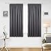 Deconovo Super Soft Solid Thermal Insulated Ready Made Pencil Pleat Blackout Curtains Drak Grey for Bedroom with 2 Tiebacks 140x175cm 2 Panels