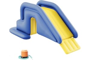 WBTY Inflatable Water Slide, Compact Inflatable Pool Slide Blow UP Water Slide Park with Included Air Pump, Outdoor Summer Fun for Kids Boys Girls (Blue)