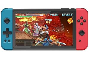 Cawevon Powkiddy X70 HD - Consola de juegos de mano retro de 7 pulgadas, joystick FC, simulador de arcade, batalla de dos jugadores, más de 3000 juegos integrados (32 G, azul rojizo)