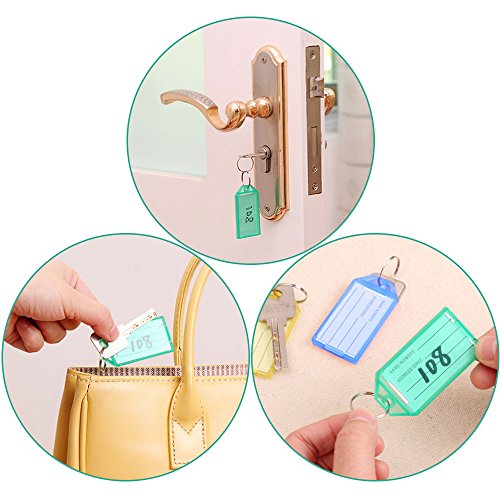 Lictin 70 Schlüsselanhänger, Schlüsselschilder, Kofferanhänger, bunt gemischt, mit auswechselbarem Etikett - 7