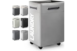 Rieeyrslza Cesto della Biancheria con Ruote 74L Cesto Portabiancheria Sporca con Rotelle Portabiancheria Pieghevole in Tessuto Oxford Multifunzione Cesto Portaoggetti (Grigio Chiaro o2)