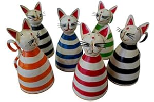 KLOCKE DEKORATIONSBEDARF Hochwertige Zaunhocker im Sparset – Pfostenhocker/Zaunfigur Metall – Gartendekoration Zaungucker – Deko Tierfiguren/Gartenfiguren (Katzen - 6er Set)