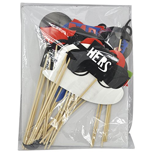 KIMILAR 44 Tlg. Party Foto Verkleidung Schnurrbart Lippen Brille Krawatte Hoten Photo Booth Props Set Hochzeit Partymitbringsel - 8