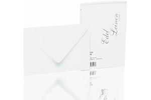 ‎RÖSSLER PAPIER Rössler Papier 2031705002 - Edel Leinen - Briefumschlagpack DIN C6, Seidenfutter, weiß