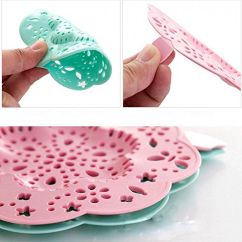 Generic Silikon Siebkörbchen Abflusssiebe Sink Sieb Haar Filter für Waschbecken Küche Badezimmer – Rosa, 12.6cm * 14cm - 3