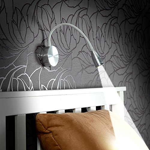 Lunartec LED-Bett- & Lese-Leuchte mit Schwanenhals, Wandmontage, 3 W, kaltweiß - 4