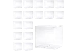 ZWZNBL 50 sztuk przezroczyste plastikowe pudełko, kwadratowe składane przezroczyste pudełko upominkowe 5x5x5cm, czekoladowe pudełko cukierkowe, odpowiednie na wesele, przyjęcie, urodziny.