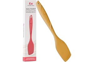 Spatola per raschiare in silicone Kitchen Mama: Resistente al calore, lavabile in lavastoviglie, impugnatura ergonomica, resistente, perfetto per mescolare, raschiare (Giallo)