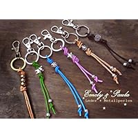 Schlüsselanhänger Farbwahl Lederband Stern Elefant Naturleder grün blau schwarz rosa Karabiner Handmade