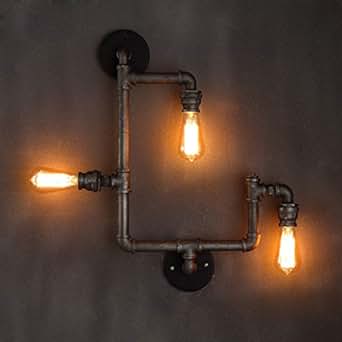 Industrie, Rohr, Wand Lampe Retro LOFT Nostalgic Edison Glühbirne Eisen