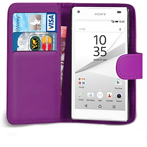 TopgadgetsUK Sony Xperia Z2 Case Slim Book Style Wallet Leather Flip Case Card Slots Secure Magnetic Closure Lock Leather Case Cover For Sony Xperia Z2 (PUPRLE)