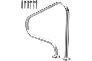 FUYAO Pool Handrail | Silver Stainless Steel Railing For Swimming Pools | Deck To Deck Mounted Pool Transitional Hand Rails,Outdoor Non-Slip Safety Entry Aid Grab Handle