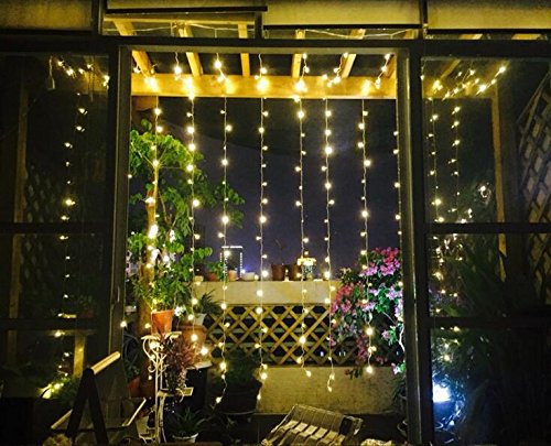 KNOW LED-Schnur-Lichter —– 300 LED-Innen-und Außen Vorhänge Eiszapfen Lichterketten Lichterketten in der Hochzeit Gartenhaus Schlafzimmer genutzt Weihnachtsbeleuchtung Dekoration 3 m * 3 m (warmes Weiß) - 2