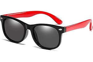 YAMEIZE Occhiali da Sole Polarizzati Quadrati - Cute per Bambini - per Boys Girls 3-10 anni Rubber Flessibile Small Occhiali per Bambini Occhiali Colorati per Bambini All'aperto