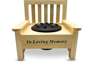 Yaldram Mini Wooden Memorial Bench with Black Plastic Insert Pot Fresh Artificial Flowers Graveside Ornament Bench with Flower Holder Heartfelt-Tribute (In Loving Memory)