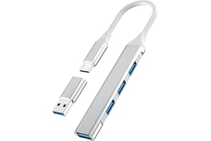 LA BRODÉE USB C Hub, 4 Ports Mini USB Dongle with USB C to USB Adapter,USBC Multiport Expander for Laptop(3 USB2.0,1 USB3.0),Ultra Slim Portable Data Hub for MacBook Pro/Air,iMac,Surface Pro,XPS,PC(Silver)