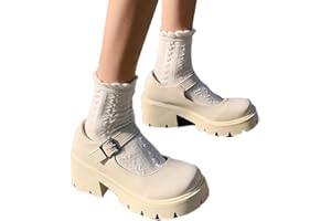 Minetom Femmes Filles Plateforme Mary Janes Chaussures Boucle Plateforme Talon Épais Chunky Chaussures en Simili Cuir