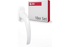 JUVA Fenstergriff weiß | 10 Stück | Terrassentür Griff Aluminium auf Oval-Rosette | Drehkipp-Rasterolive ohne Schließzylinder | Balkontür Griff für Fenster & Terrassentür | Türgriff Balkontür außen