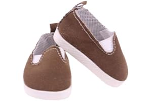 Aeromdale Puppe Schuhe Einfarbig für 18 Zoll American Boy Puppe 43cm Puppe Casual Tuch Schuhe Puppe Zubehör - Braun - 1 Paar