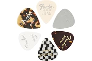 Fender© "351 Material Medley Picks" Médiators pour Guitare et Basse - Diverses couleurs et matériaux - Medium - Set de 6