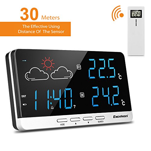 Excelvan Color Wireless Wetterstation Thermometer Hygrometer Funkwetterstationen LCD Display mit vorhersage Temperatur Außensensor - 5