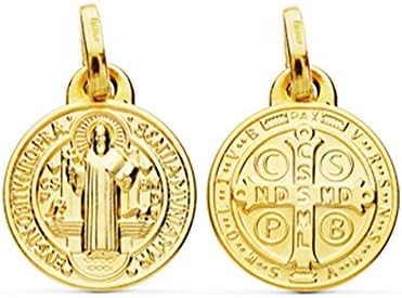 Escapulario Saint Benedict Monk Yellow Gold 18 Carats 12 mm