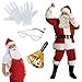 Produktbild L/XL Ultimate Regal Plush Santa Claus Father Christmas Suit Outfit Full Costume with Accessories Chest up to 40-48 Costume Glasses Belly Stuffer Bell Gloves Belt Boot Top Covers Beard Wig Hat Executive Professional School Grotto use by Fancy Dress VIP