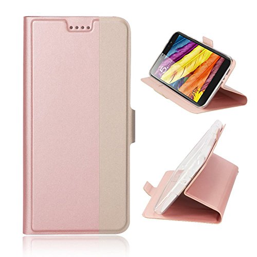 TopACE   High Quality PU Cuero Funda flip Cover Caso para Vodafone Smart N8  Oro Rosa 