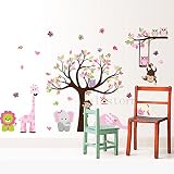 EMOTREE Kinderzimmer Wandtattoo Wandaufkleber Sticker Dekor Tiere Kinder Tierpark Baum Blume Wald XXL - 5